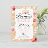 Butterfly Royal Floral Crown Pink Gold Einladung (Stehend Vorderseite)