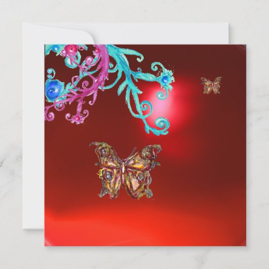 BUTTERFLY RUBY, blau hellrosa rot Einladung (Vorderseite)