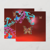 BUTTERFLY RUBY, blau hellrosa rot Einladung (Vorne/Hinten)