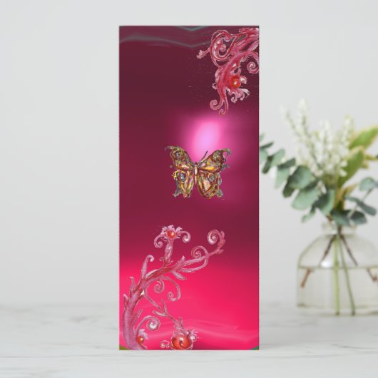 BUTTERFLY RUBY , hellrosa violett Einladung (Stehend Vorderseite)