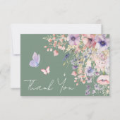 Butterfly Sage Green Wildflower Dankeskarte (Vorderseite)