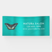 Butterfly Salon Business Promotional Metallic Aqua Banner (Horizontal)