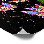 Butterfly Santa Sleigh Flying Funny Magical Christ Poster (Ecke)