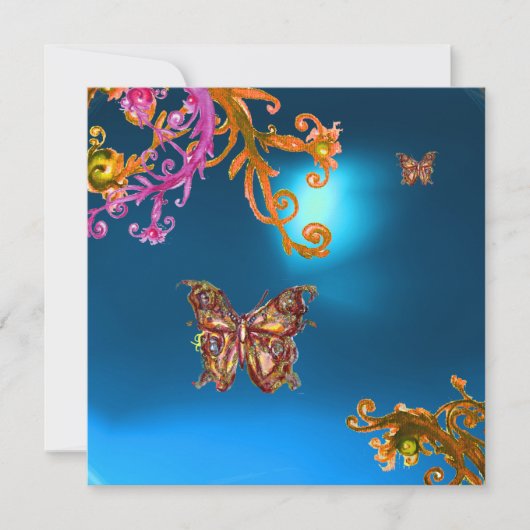 BÜTTERFLY SAPPHIRE BLAU, hellrosa, braun Einladung (Vorderseite)