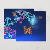 BUTTERFLY SAPPHIRE, blau hellrosa, lila rot Einladung (Vorne/Hinten)