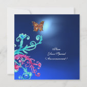 BUTTERFLY SAPPHIRE, blau hellrosa, lila rot Einladung (Rückseite)