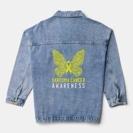 Butterfly Sarcoma Cancer Awareness Yellow Ribbon S Jeansjacke (Rückseite)