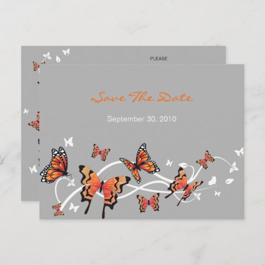 Butterfly Save the Date Hochzeitsankündigung Ankündigungspostkarte (Vorne/Hinten)