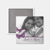 Butterfly Save the Date Magnet Foto Lila (Vorderseite/Rückseite)
