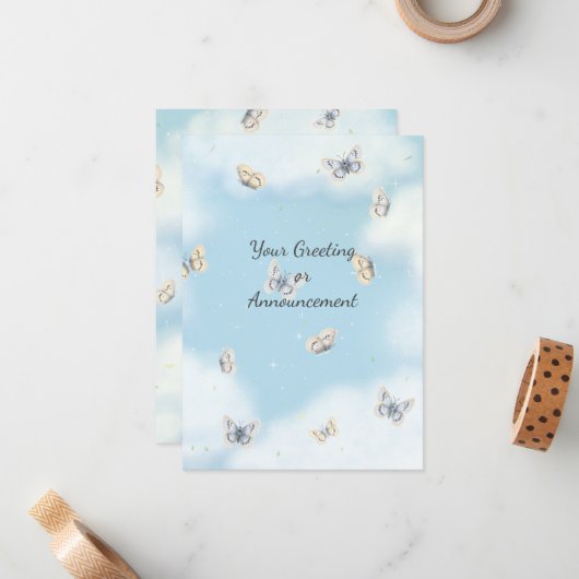Butterfly-Schwarm in Dreamy Blue Sky Custom Mitteilungskarte (Vorderseite/Rückseite Beispiel)