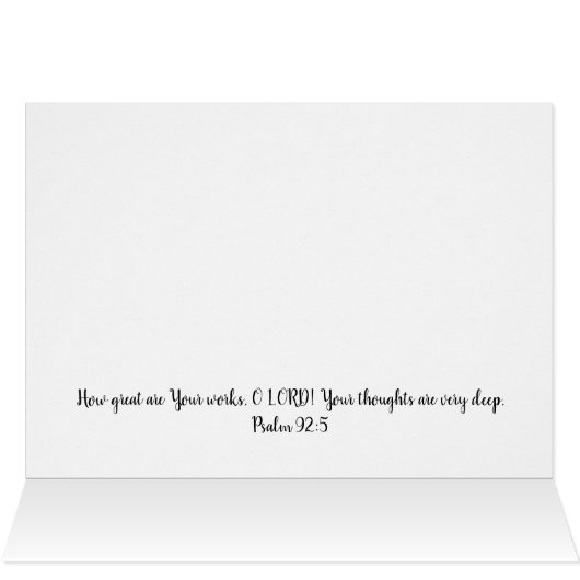 Butterfly Scripture Note Card Psalm 92:5 (Innenansicht Horizontal (Oben))