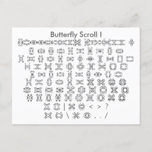 Butterfly Scroll I Zazzle Schriftart Sampler mit G Postkarte
