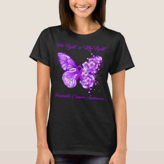 Butterfly Sein Kampf ist mein Kampf gegen Bauchspe T-Shirt (Vorderseite)