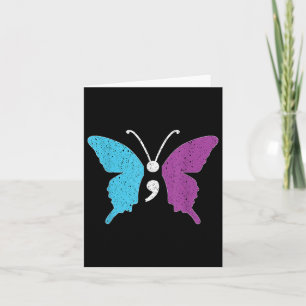 Butterfly Semicolon Lila & amp; Aquamarin Suicide Karte