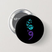 Butterfly Semicolon Suicide Bewusstsein Mentale Ge Button (Vorne & Hinten)