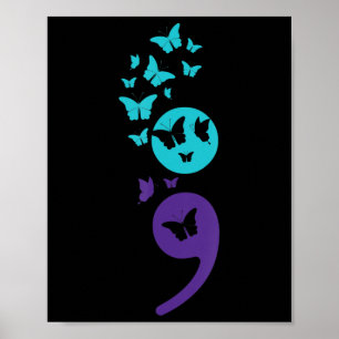 Butterfly Semicolon Suicide Bewusstsein Mentale Ge Poster