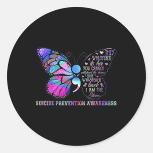 Butterfly Semicolon Suizidprävention Bewusstsein Runder Aufkleber