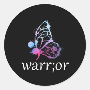 Butterfly Semicolon Warrior Suicide Prevention Awa Runder Aufkleber