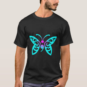Butterfly Semicolon Warrior Suicide Prevention Awa T-Shirt