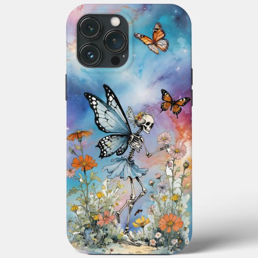 Butterfly Skeleton Fairy Pastel Marble Galaxy Case-Mate iPhone Hülle (Rückseite)