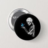 Butterfly Skeleton Retro Halloween Button (Vorne & Hinten)