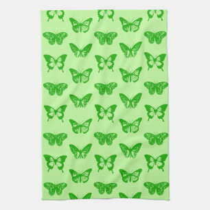 Butterfly Sketch, Limon und Smaragdgrün Geschirrtuch