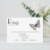 Butterfly Sketch  RSVP Karte (Stehend Vorderseite)