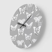 Butterfly sketch, silver grey and white große wanduhr (Winkel)