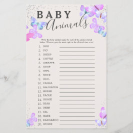 Butterfly Skies Baby Shower Baby Animals Game