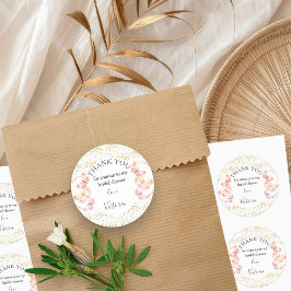 Butterfly Skies Coral Gold Confetti Vielen Dank Runder Aufkleber