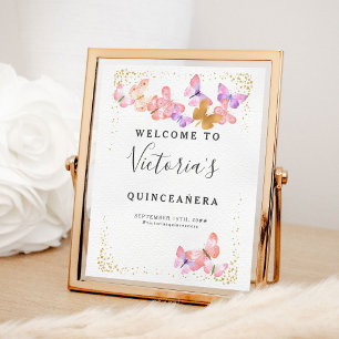 Butterfly Skies Coral Gold Schmetterlinge Willkomm Poster