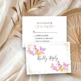 Butterfly Skies Coral Pink Gold Confetti RSVP Kart
