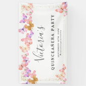 Butterfly Skies Coral Pink Gold Schmetterlinge Par Banner (Vertikal)