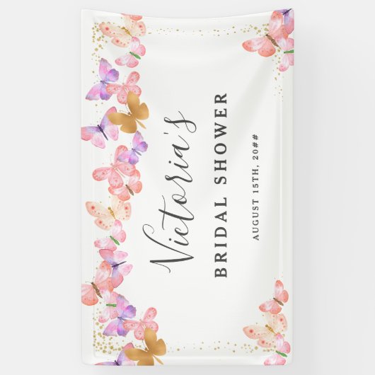Butterfly Skies Elegant Butterflies Brautparty Banner (Vertikal)