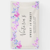 Butterfly Skies Pink Aquarell Schmetterlinge Party Banner (Vertikal)