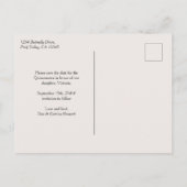 Butterfly Skies Pink Silver Confetti Save the Date Ankündigungspostkarte (Rückseite)