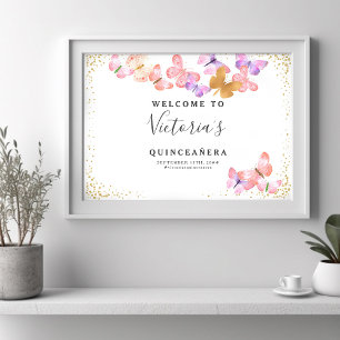Butterfly Skies Willkommenspender Gold Confetti Poster