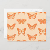 Butterfly-Skizze, Korallenorange Postkarte (Vorne/Hinten)