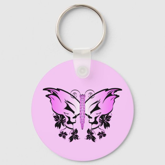 Butterfly Skull Pink Schlüsselanhänger (Vorderseite)