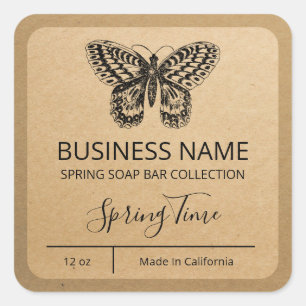 Butterfly Soap Bar Labels Quadratischer Aufkleber