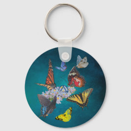 butterfly sobriety symbol aluminu round keychain schlüsselanhänger