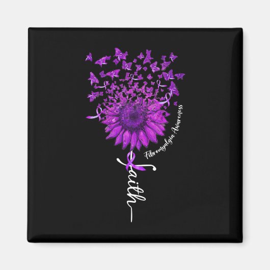 Butterfly Sonnenblume Fibromyalgie Bewusstsein 1 Magnet (Vorne)