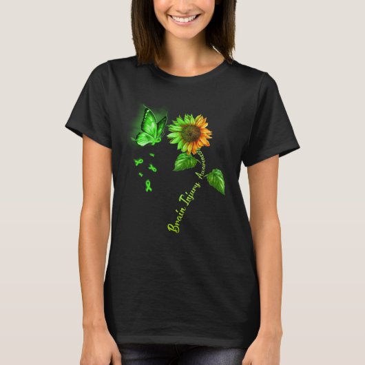 Butterfly Sonnenblume Gehirnverletzung Bewusstsein T-Shirt (Vorderseite)