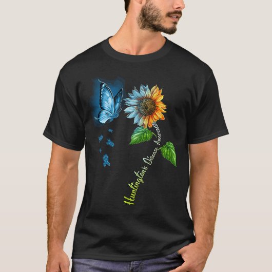 Butterfly Sonnenblume Huntington's Disease Awarene T-Shirt (Vorderseite)