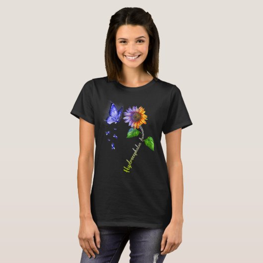 Butterfly Sonnenblume Hydrocephalus Bewusstsein T-Shirt (Vorne ganz)