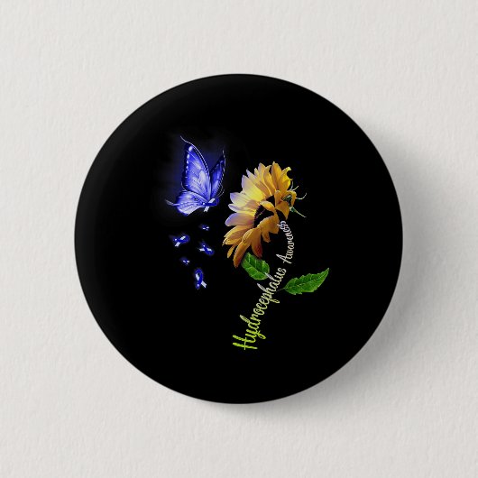 Butterfly Sonnenblume Hydrocephalus Sensibilisieru Button (Vorderseite)