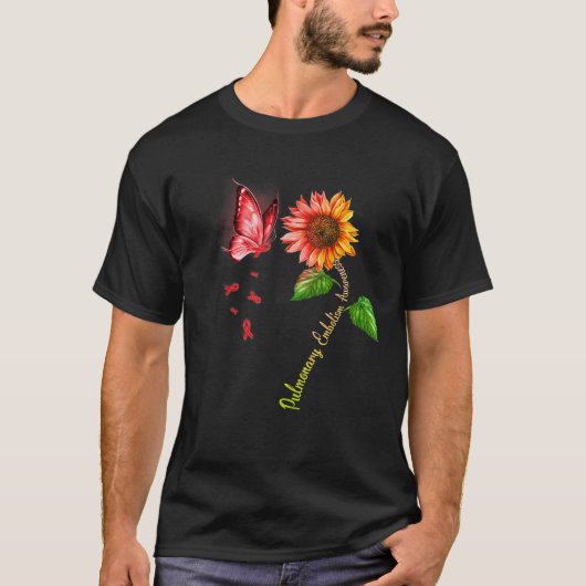Butterfly Sonnenblume Lungenembolie Bewusstsein T T-Shirt (Vorderseite)