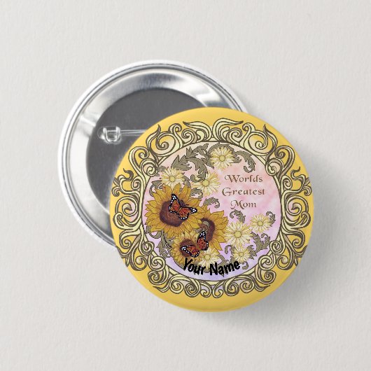 Butterfly Sonnenblume Mama Button (Vorne & Hinten)