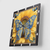 Butterfly Sonnenblume Natur Quadratische Wanduhr (Winkel)