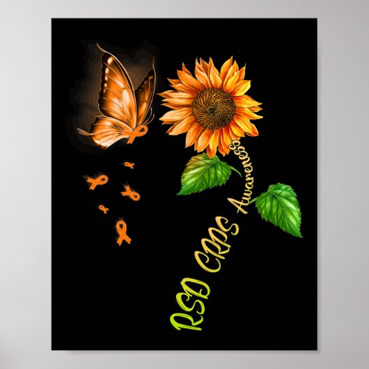 Butterfly Sonnenblume RSD CRPS Bewusstsein Poster (Vorne)